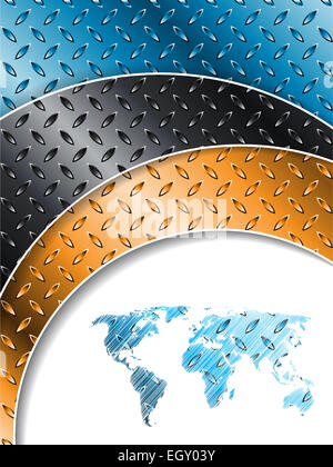 Background Industriale design colorato con piastre metalliche e scarabocchiati mappa Foto Stock