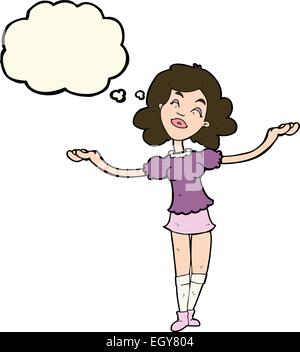 Cartoon donna prendendo lode con fumetto pensiero Illustrazione Vettoriale