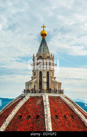 La cupola del Duomo di Firenze, Cattedrale di Santa Maria del Fiore con la cupola del Brunelleschi, Patrimonio Mondiale dell UNESCO Foto Stock