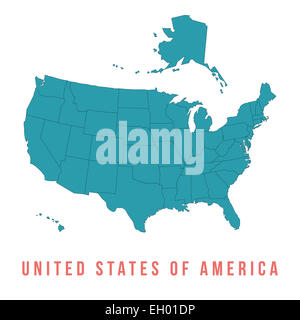 Mappa degli Stati Uniti con i confini separabile, isolato in uno sfondo bianco Foto Stock