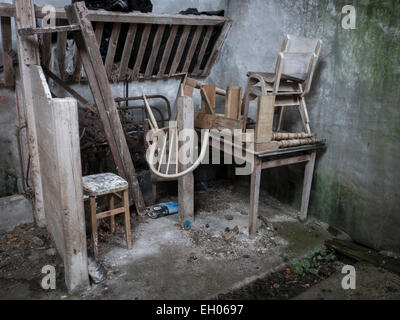 Il vecchio fienile interno vicino Alness, Ross and Cromarty, Highland, Scozia Foto Stock