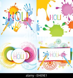 Vettore Collezione di holi sfondo con colori diversi Illustrazione Vettoriale