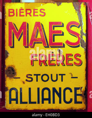 Bieres Maes Freres Stout smalto alleanza di cartelli pubblicitari Foto Stock