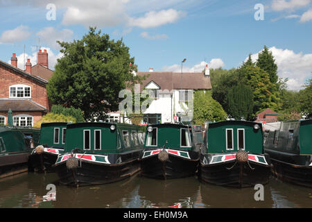 Noleggio barche appartenenti al canal narrowboat holiday azienda Anglo Welsh ormeggiati alla loro base di grande Haywood in Staffordshire Foto Stock