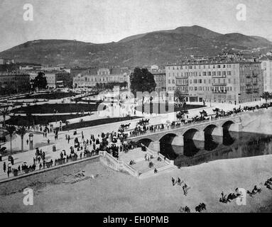 Autotype precoce del Le Jardin parco pubblico, Nizza, Francia, foto storiche, 1884 Foto Stock