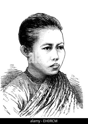 Swangwadhana p'Autorità registrazione integrità Paramaraja Devi, regina del Siam, storica immagine, 1883 Foto Stock