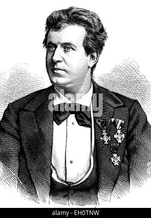 Ludwig Chronegk, 1837-1891, direttore del teatro di corte a Meiningen, storico illustrazione, circa 1886 Foto Stock
