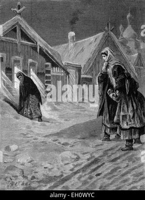 Dogane russe, eavesropping, storico illustrazione, circa 1886 Foto Stock