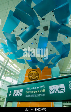 Benvenuto a YVR segno, dall'Aeroporto di Vancouver, Richmond, British Columbia, Canada Foto Stock
