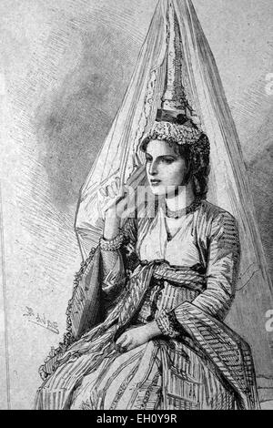 I Drusi donna da Israele, storico illustrazione, circa 1886 Foto Stock