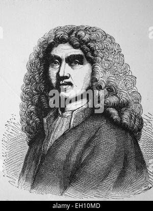 Jean-Baptiste Moliere, 1622 - 1673, attore francese e drammaturgo, xilografia dal 1880 Foto Stock