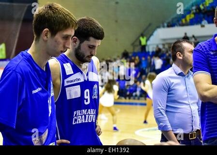 Tulcea, Romania. 4 Marzo, 2015. Marko Boltic #9 di SCMU Craiova durante il LNMB (Liga Nationala de Baschet Masculin) ROU gioco tra CSU Asesoft PLoiesti ROU e SCMU Craiova ROU presso la Sala Sporturilor Olimpia, Tulcea, Romania ROU. Catalin Soare/www.sportaction. Credito: Cal Sport Media/Alamy Live News Foto Stock