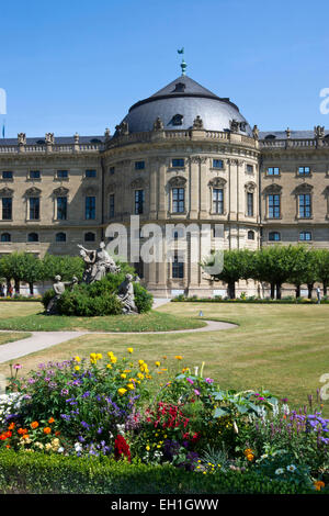 Wuerzburg residence con giardini di corte, wuerzburg città, Baviera, Germania, Europa Foto Stock