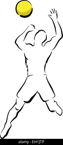 Vettoriale modificabile illustrazione schizzo di un uomo smashing pallavolo Illustrazione Vettoriale