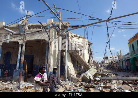 Il terremoto ha distrutto le aree della città di Port Au Prince, Haiti, 17 gennaio, 2010. Foto Stock