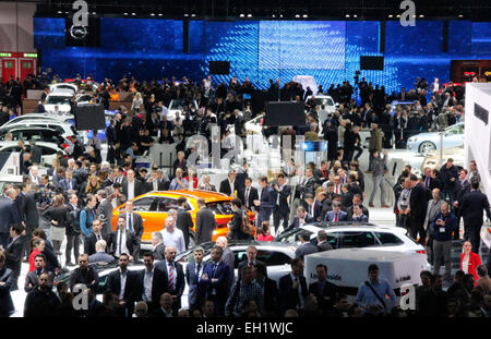 Ginevra, Svizzera - 03 Marzo 2015: il gruppo Volkswagen la notte a Geneva International Motor Show/picture alliance Foto Stock