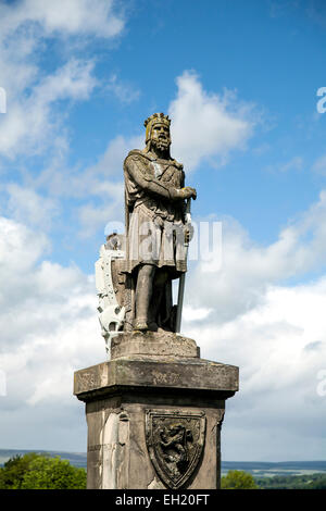Robert the Bruce statua, il Castello di Stirling, Stirling, Scozia, Regno Unito Foto Stock