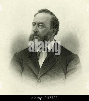 Antique c1885 incisione in acciaio, Bayard Taylor. Bayard Taylor (11 gennaio 1825 - 19 dicembre 1878) fu un poeta americano, critico letterario, traduttore e autore di viaggio. Foto Stock