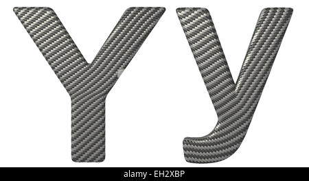 Fibra di carbonio font Y lettere minuscole e maiuscole isolato su bianco Foto Stock
