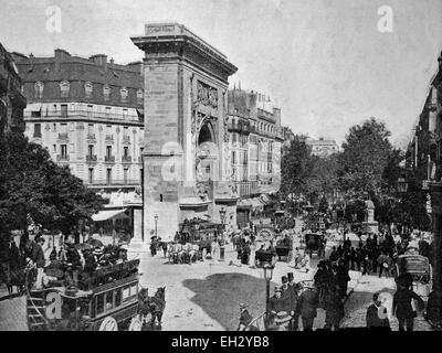 Uno dei primi autotype fotografie di Parigi, Boulevard et la porta, di Saint Denis, Francia, circa 1880 Foto Stock