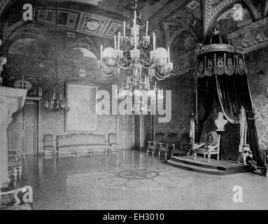 Uno dei primi autotype fotografie della Sala del Trono del Palazzo del Principe di Monaco, circa 1880 Foto Stock