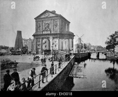 Uno dei primi autotype fotografie del porto di Delft, Olanda, circa 1880 Foto Stock