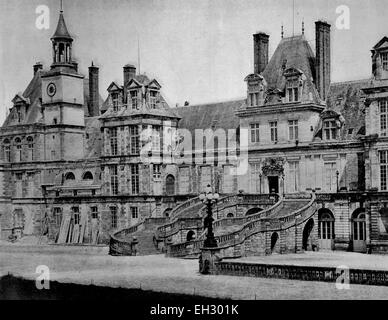 Uno dei primi autotype fotografie del Palazzo di Fontainebleau, circa 1880 Foto Stock