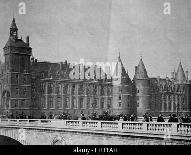 Uno dei primi autotype fotografie del palazzo di giustizia di Parigi Foto Stock