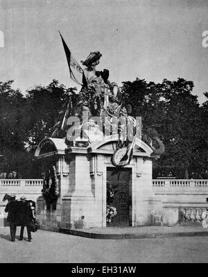 Uno dei primi mezzi toni, statua femminile, figura allegorica di Strasburgo, Place de la Concorde, Paris, Francia, 1880 Foto Stock