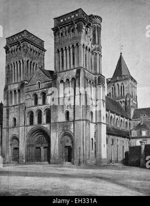 Autotype precoce di l'Abbaye aux Dames abbey, Caen, Francia, Bassa Normandia, foto storiche, 1884 Foto Stock