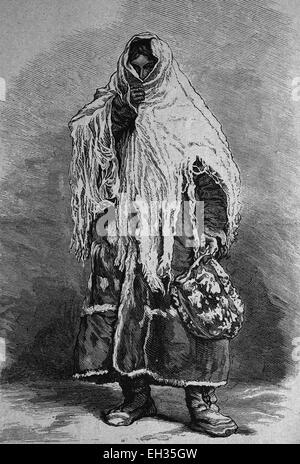 Uomo di Samoyeds, Samoiedo, Samoiedo popoli, monti Urali, Russia, xilografia 1888, EUROPA Foto Stock