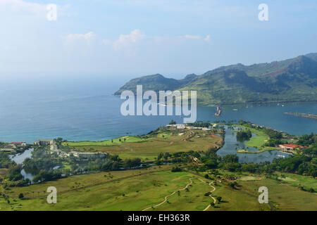 Vista aerea del Nawiliwili Bay sulla costa sud di Kauai, Hawaii, STATI UNITI D'AMERICA Foto Stock