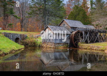 Mabry un mulino restaurato gristmill su Blue Ridge Parkway in Virginia Foto Stock