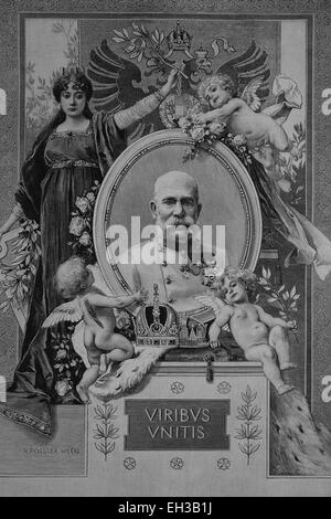 Franz Joseph I, 1830 - 1916, casa di Habsburg-Lorraine, Imperatore d'Austria, Re di Boemia e di Re apostolico di Ungheria, incisione su legno, circa 1880 Foto Stock