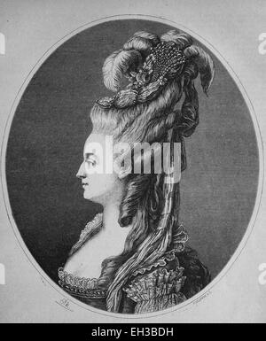 Maria Antonietta, 1755 - 1793, Arciduchessa d'Austria, la Principessa di Ungheria e di Boemia e Toscana, incisione su legno, circa 1880 Foto Stock