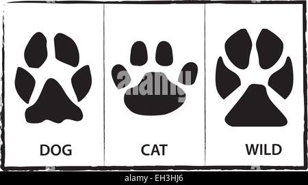 Set di animali nero foot print. Illustrazione Vettoriale