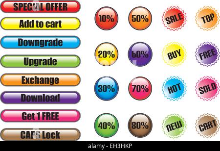 Set di pulsanti colorati. Illustrazione Vettoriale