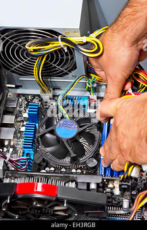 Close up costruire un PC builder Foto Stock