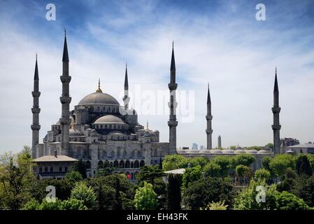 Turchia, Istanbul, centro storico sono classificati come patrimonio mondiale dall' UNESCO, il quartiere di Sultanahmet, Moschea blu (Sultanahmet Camii) Foto Stock
