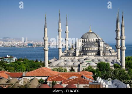 Turchia, Istanbul, centro storico sono classificati come patrimonio mondiale dall' UNESCO, il quartiere di Sultanahmet, Moschea blu (Sultanahmet Camii) e del Bosforo Foto Stock