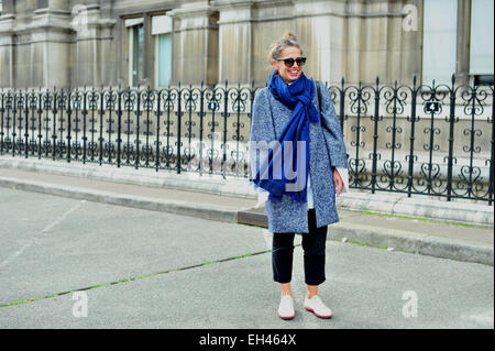 Anne Ronberg arrivando a Dries Van Noten pista show di Parigi - 4 Marzo 2015 - Foto: Pista Manhattan/Celine Gaille Mindesthonorar 50,- EUR/tariffa minima 50,- EUR/picture alliance Foto Stock