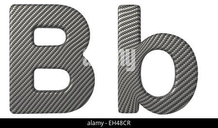 Fibra di carbonio font B lettere minuscole e maiuscole isolato su bianco Foto Stock