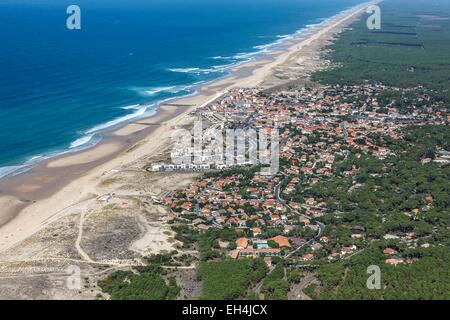 Francia, Gironde, Lacanau, Lacanau Ocean (vista aerea) Foto Stock