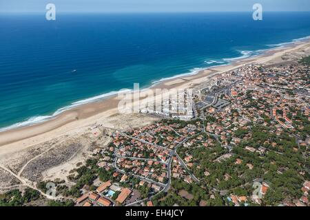 Francia, Gironde, Lacanau, Lacanau Ocean (vista aerea) Foto Stock