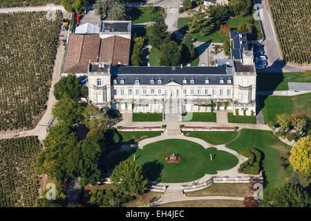 Francia, Gironde, Saint Julien Beychevelle, Chateau Ducru Beaucaillou seconda crescita Saint Julien (vista aerea) Foto Stock