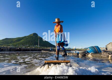 Maurizio, Rivière Noire district, Tamarin saline, sale il raccolto Foto Stock