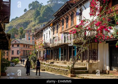 Il Nepal, Gandaki zona, Bandipur, XVIII secolo Newar tradizionale villaggio Foto Stock