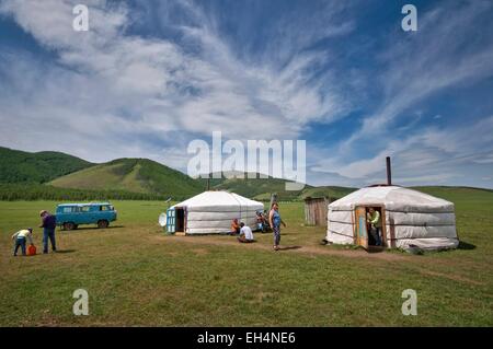 Mongolia, Arkhangai, vivendo nella steppa Foto Stock