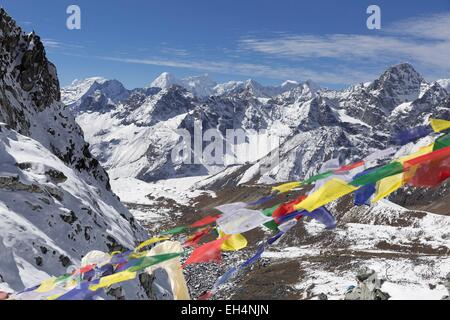 Il Nepal, il Parco Nazionale di Sagarmatha, classificato come patrimonio mondiale dall UNESCO, Solu Khumbu distretto, Cho La pass Foto Stock