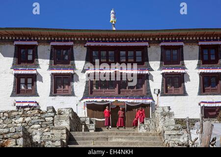 Il Nepal, il Parco Nazionale di Sagarmatha, classificato come patrimonio mondiale dall UNESCO, Solu Khumbu distretto, monastero di Tengboche Foto Stock